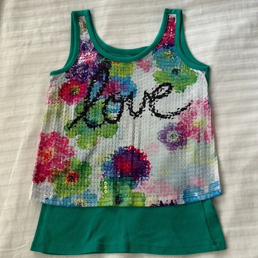 Justice Sequin LOVE Tank Top